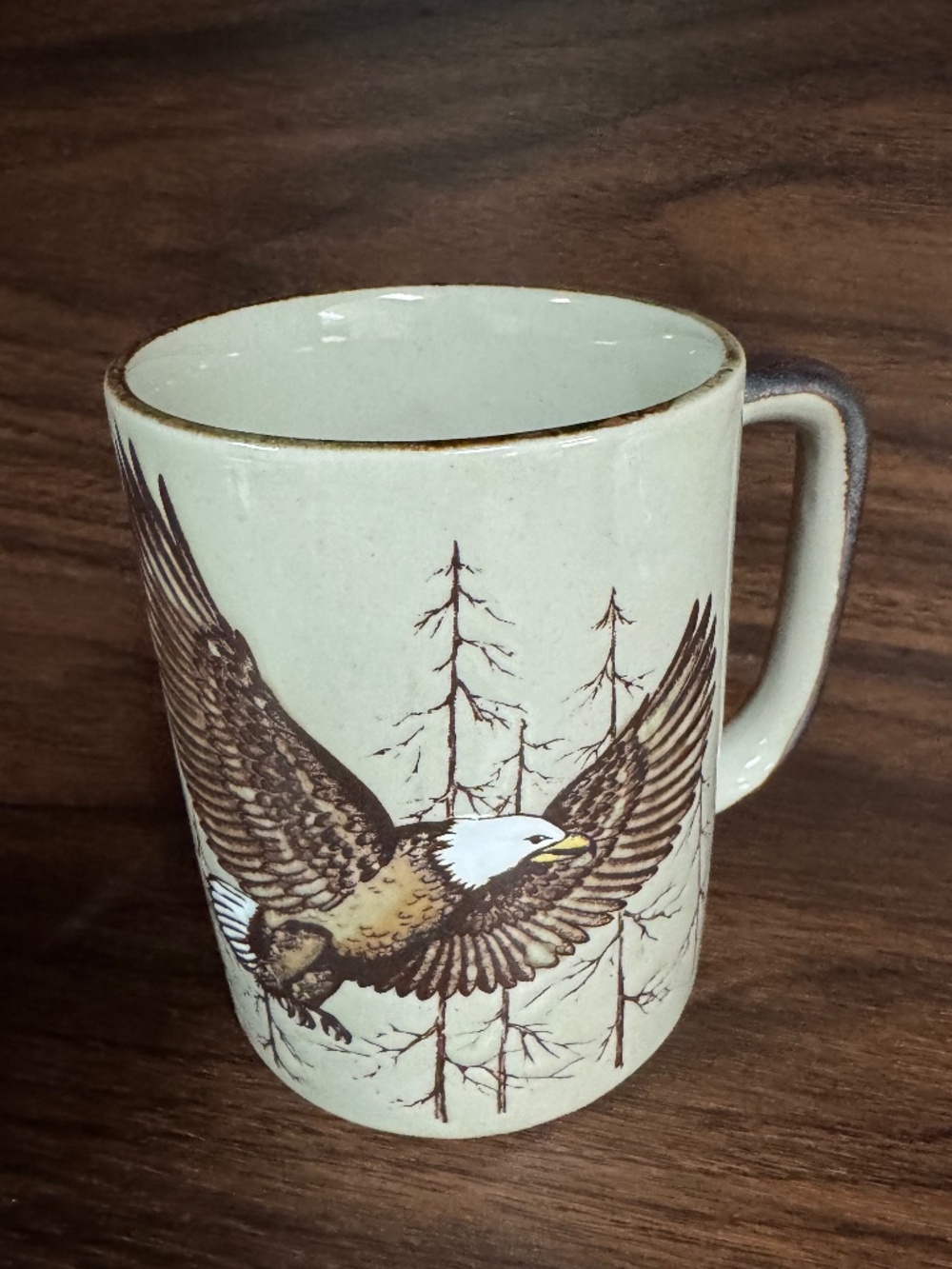 Otagiri Eagle & Trees Beige/Brown Ceramic Coffee Mug, Japan Animal Nature Decor